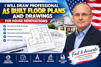 draw professional as built floor plans and drawings for house renovations