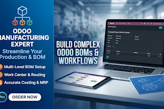 set up complex multi level odoo bom routing and work centers  for manufacturing