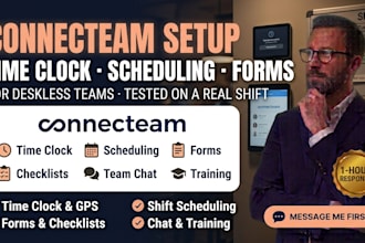 connecteam setup time clock geofencing scheduling forms checklists training