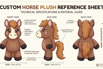 custom plushie reference sheet plush toy design plush ref sheet stuffed animal