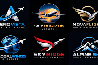 design a professional, airplane, aviation, airline, aircraft, flight plane logo