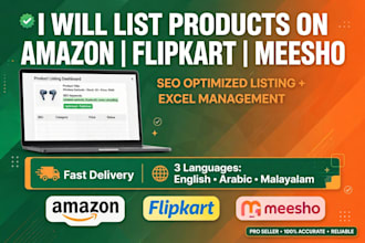 list products on amazon flipkart meesho with SEO typing