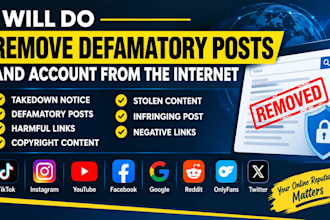remove takedown defamatory harassing post content instagram facebook reddit dmca