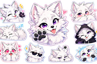 draw custom furry art, anime furry characters and fursona stickers