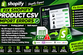 solve shopify product CSV import errors bulk import CSV  import csv shopify CSV