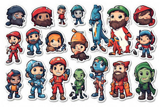 design colorful clip art characters for kids and educational materials