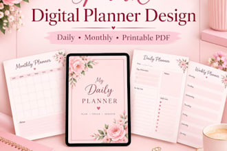 design aesthetic pink daily planner and digital planner