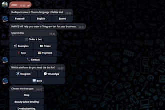 build a telegram bot for bookings, orders and online shops