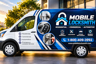 design locksmith van wrap design mobile locksmith vehicle graphics print ready