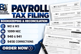 prepare and file payroll tax forms w2, w3, 1099nec, 940, 941 and 941x