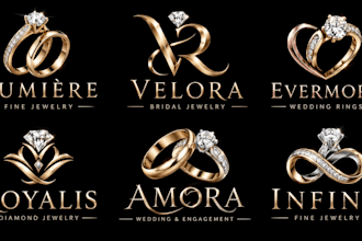 design a professional jewelry, wedding ring, engagement, diamond gold ring logo