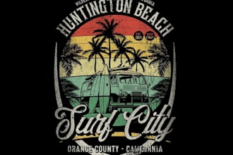 design vintage a surf, tropical, aloha for logo or tshirt
