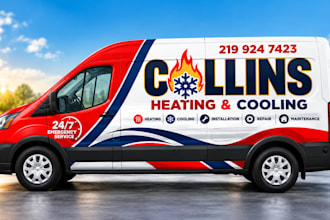 design hvac van wrap design heating air conditioning service vehicle graphics