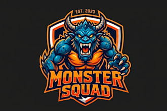 create unique monster mascot logo with unlimited revision