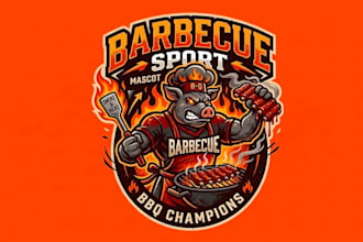 design awesome unique barbecue e sport mascot logo