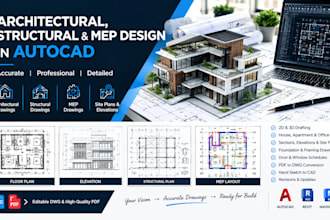 draft architectural, structural and mep design  in autocad