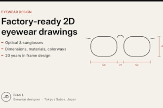 design eyewear frames and create factory ready 2d technical drawings