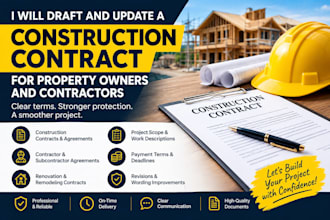 draft and update a construction contract for property owners and contractors