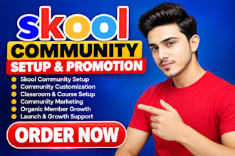 do skool community promotion, course creation and onboarding
