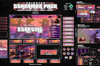 design custom vtuber stream overlay, vtuber logo, and twitch package