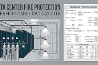 plan data center clean agent fire suppression plans and cad layouts