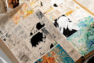 manga comic book illustration, manga artist, webtoon page