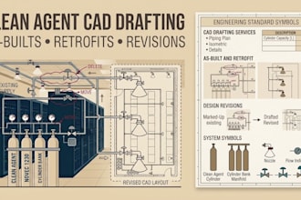 draft clean agent cad drafting, as built drawings and retrofit plans