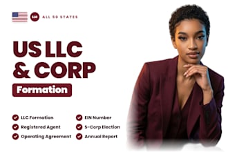 form your US llc, s corp or c corp with ein, company registration