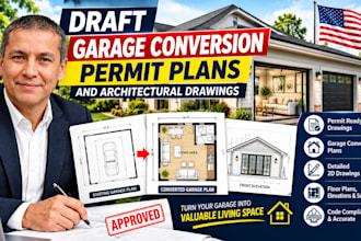 draft garage conversion permit plans and architectural drawings
