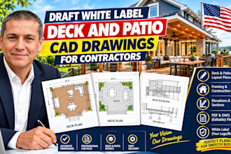 draft white label deck and patio cad drawings for contractors