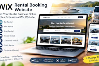 design wix car bike boat trailer dumpster truck equipment rental booking website