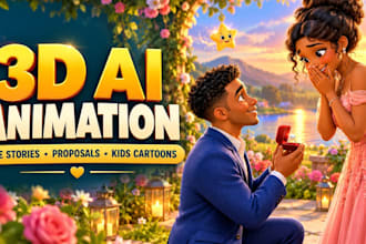 3d proposal videos 3d pixar style animation ai romantic wedding  videos