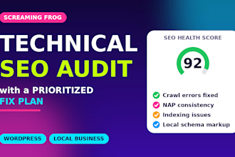 do a screaming frog technical SEO audit for a wordpress local business