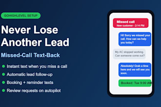 set up gohighlevel missed call text back and automated lead follow up