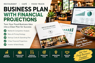 write a restaurant business plan with financial projections plan and strategy