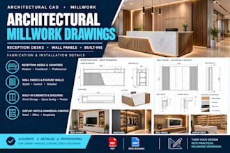 draft architectural millwork shop drawings for fabrication and installation