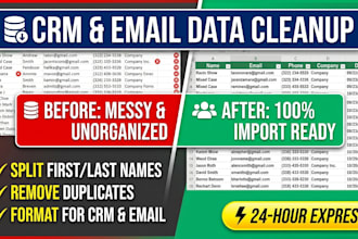 clean, split, and format your CRM contact list for email marketing import