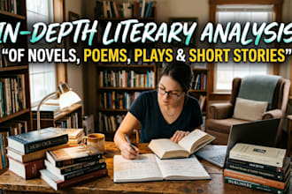 provide in depth literary analysis of novels, poems, plays, and short stories