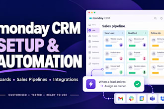 setup monday crm, sales pipeline and workflow automation