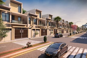 remodel 3d townhouse design,estate housing,duplex villas with private driveway