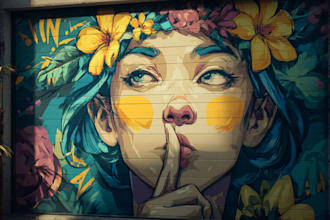 design a stunning fantasy graffiti mural