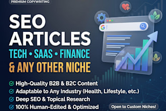 write SEO optimized articles for tech, saas and finance