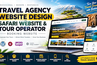 travel agency website, safari tour website and tour operator booking website