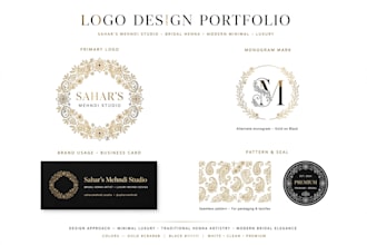 design luxury mehndi logo and bridal invitation card like sahar mehndi