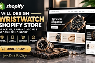 design wristwatch shopify store, bracelet, earring store and dropshipping store
