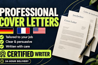 write a professional cover letter in english, german or french