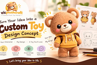 turn your idea into a custom plush toy design for your brand or character