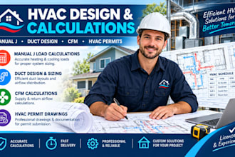 do hvac calculation, duct design, s load calculations, manual jd for permit