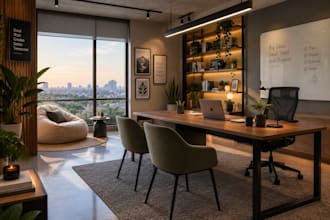 provide aesthetic office decoration ideas with shopping list