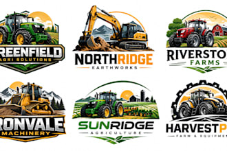 design a modern farming agriculture, machinery, rural, construction tractor logo